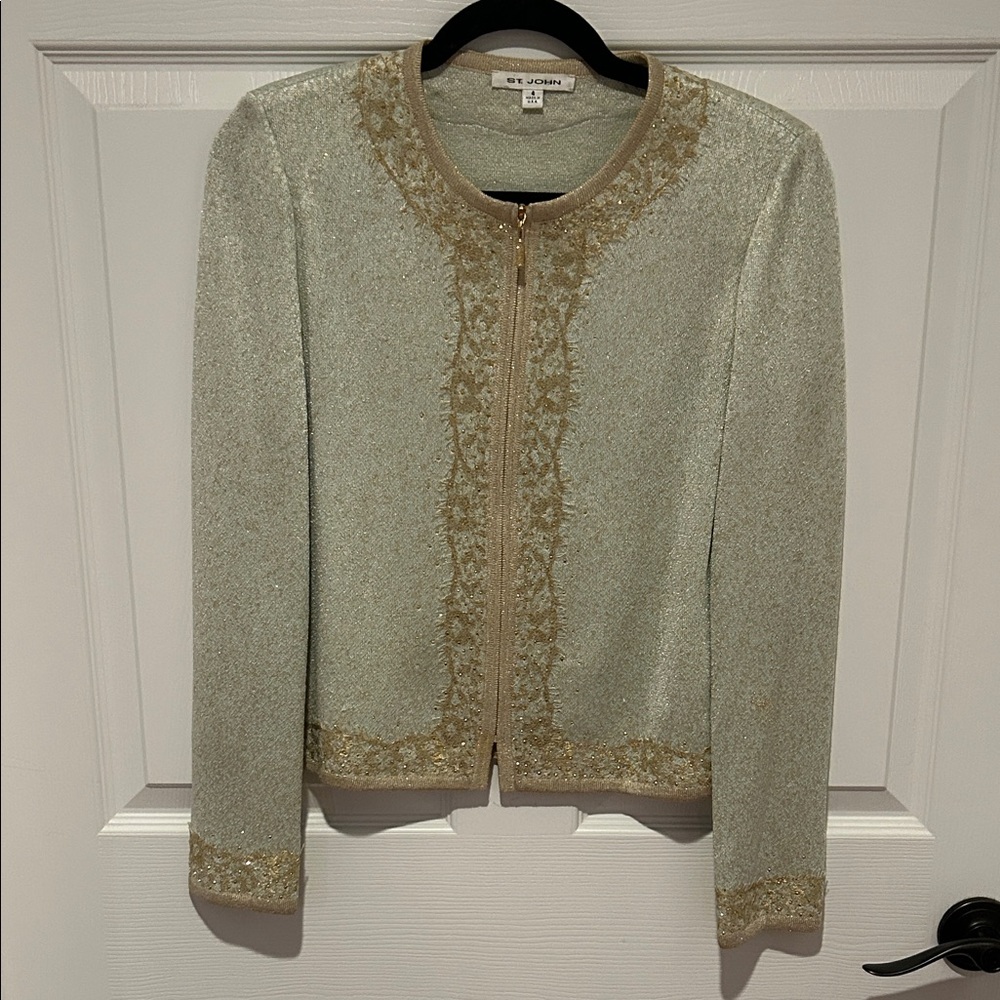 St. John Mint Green and Gold Jacket